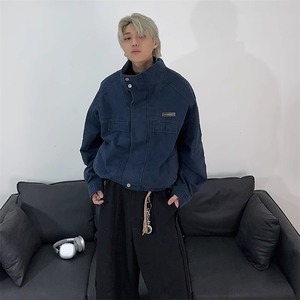 76STREET美式覆古重磅立领工装口袋夹克男女cleanfit潮牌外套情侣图片