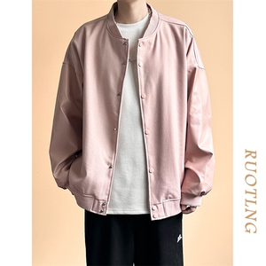 主推现货秋冬拼接皮衣夹克外套男A351-AP2516-P95图片