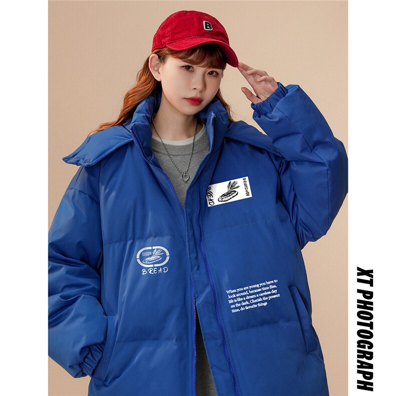 中性风22冬季新品设计感潮牌图案印花连帽加厚棉衣MY210P115控158,男装棉衣,A247A