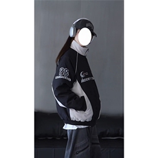 抖音视频截图只展示大货印花立领机车潮牌棉服77950特P85，男装棉衣，星座226-2