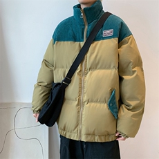 2022棉衣加厚保暖宽松拼接撞色立领美式面包服W6211-P90，男装棉衣，星座512-2