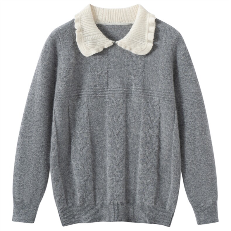 2025新款男女通用儿童十二针麻花娃娃领，童装儿童羊绒衫，圣极绒童装