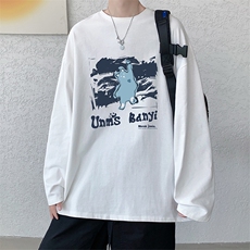 HQT1286-TP25控价38青少年T恤男秋季2022宽松圆领长袖印花T恤男，男装T恤，电商A102-1