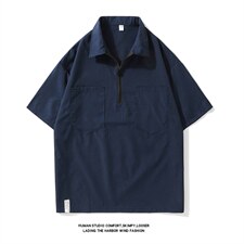 夏装工装衬衫男士短袖衬衣港风宽松休闲衬衫 C203P35图片