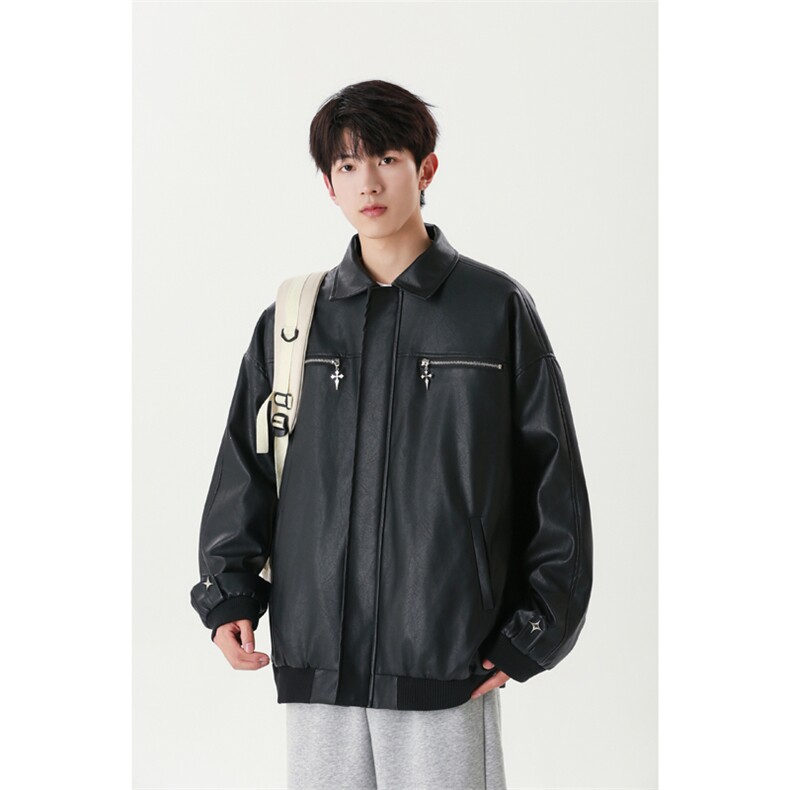 JK8001P100控138秋季男士皮衣夹克外套翻领潮牌休闲,男装夹克,星座205-1
