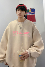 麂皮绒宽松休闲圆领卫衣男生港风潮流印花上衣JK23346特批36控59，男装卫衣，星座605(原A050)