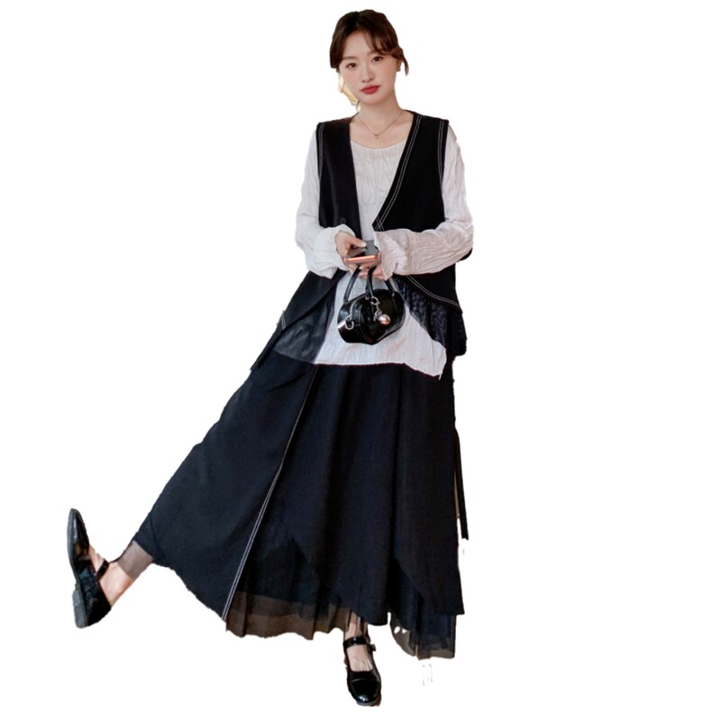 主推！内搭+马甲+半身裙显瘦三件套装2b237-6206-p195k318,女装套装/套裙,2B237