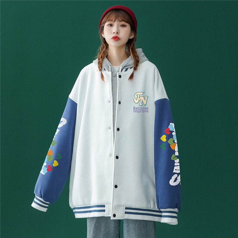 2022春季新品韩版JN印花宽松夹克情侣棒球服外套G93P65控88,男装夹克,A247A