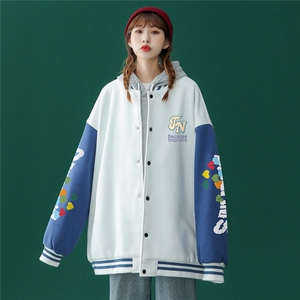 2022春季新品韩版JN印花宽松夹克情侣棒球服外套 G93 P65控88图片
