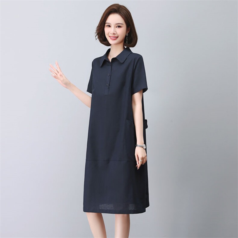 2024夏装新款韩版夏季棉麻纯色方领年轻减龄连衣裙,女装连衣裙,独衣靓