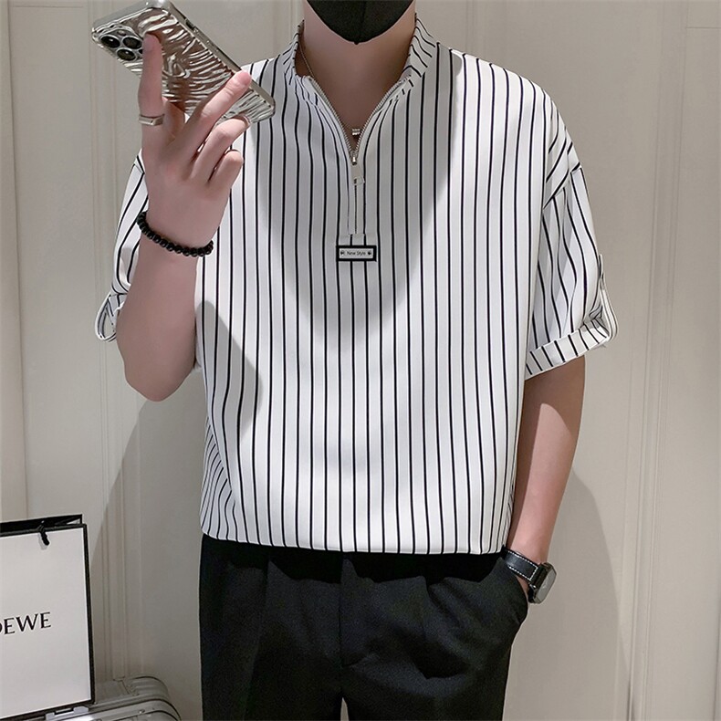 小伙风~夏季新款条纹中袖T恤衫V5013/P50,男装T恤,电商B331