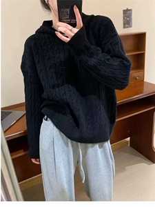 羊毛女士羊毛衫秋冬保暖纯色简约立体绞花图片