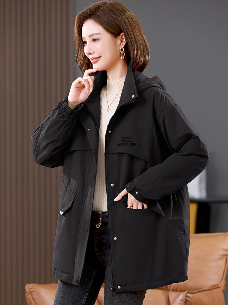 2025年冬季时尚潮流中长款休闲加绒加厚派克服,女装派克服,独衣靓