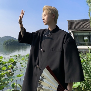 新中式西装男韩版潮流个性帅气2023夏季新款ins宽松外套W4906-P43图片