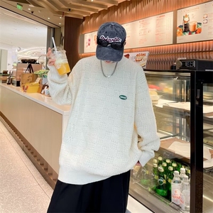 小标多种肌理感慵懒针织毛衣男落肩休闲发泡卫衣男情侣7119/P45图片