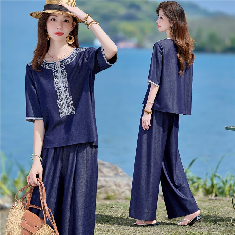 2026年夏重工刺绣宽松休闲套装，女装套装/套裙，依路服饰