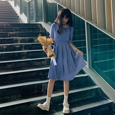 2021夏季新品背后雏菊纽扣设计连衣裙浙宝292A货号1901，女装连衣裙，时倾STUDIO