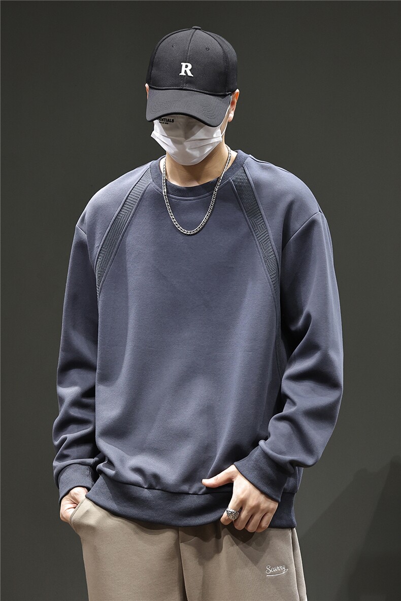 高端美式潮牌卫衣男春秋拼接衣服男士黑色新款长袖8095-P48K99,男装卫衣,电商D215
