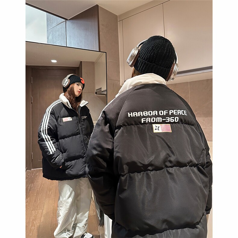 EQ336美式潮流拼接撞色潮流冬季面包服外套男女情侣装棉衣2023,男装棉衣,电商C306-1