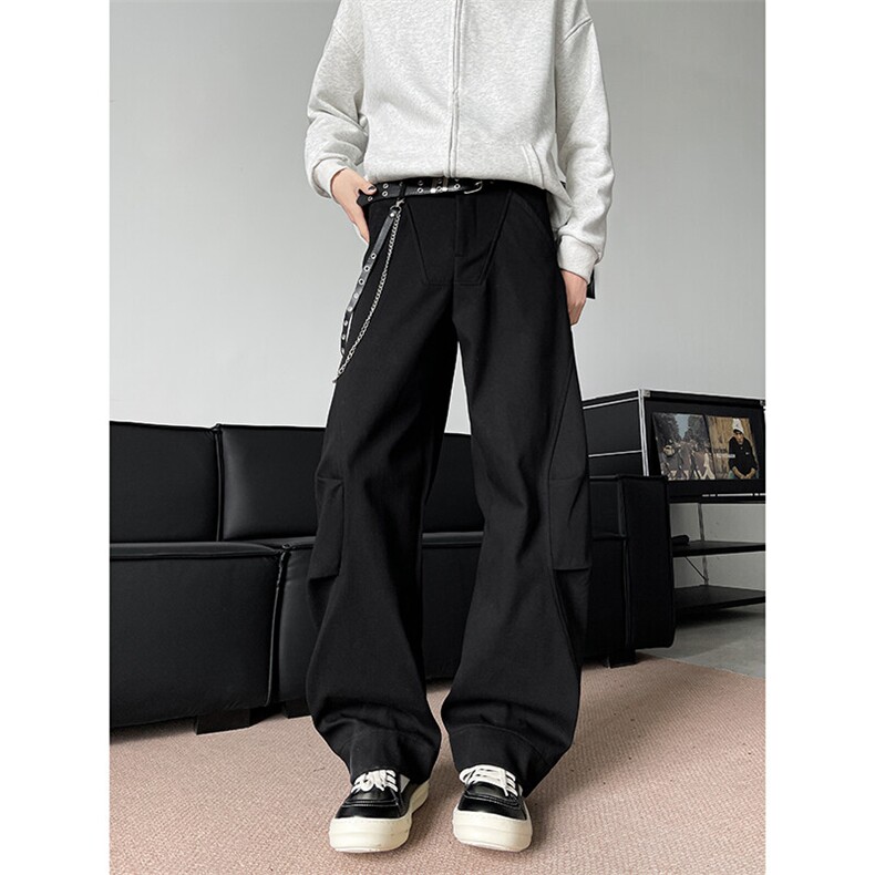 【25春现货】K9116-P55控78加腰带P65控95镰刀褶皱弧形休闲裤，男装休闲裤，电商D232