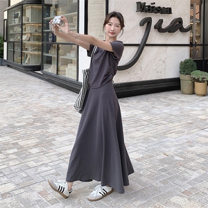 灰色T恤半身裙套装女夏2025新款韩版时尚穿搭一整套气质显瘦长裙图片