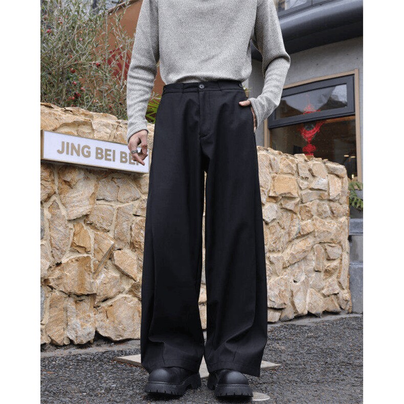 春秋美式高街休闲裤男女垂感阔腿西裤长裤纯色西装裤宽松直筒裤子，男装西服套装，电商A443