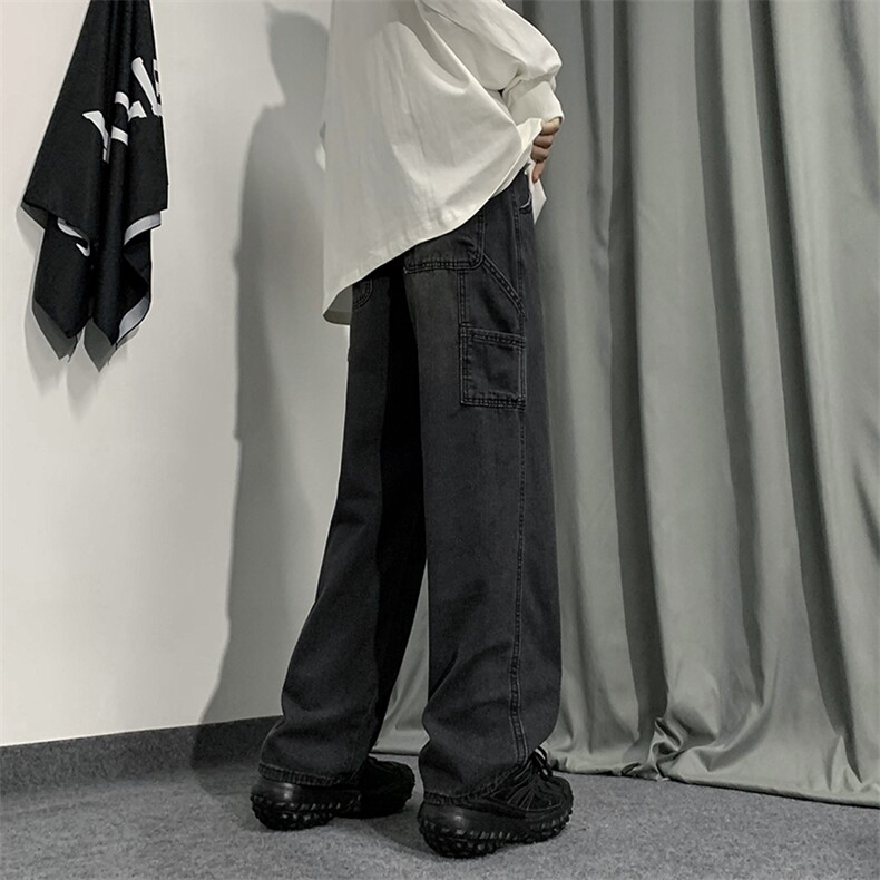 秋季新款牛仔裤男宽松潮牌男装潮牌休闲运动裤潮N01783-P45,男装牛仔裤,星座308B-1