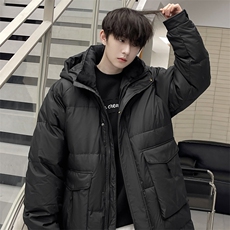 羽绒服男冬季新款港风宽松长款连帽白鸭绒外套YR928-P180(控价208，男装羽绒服，星座214-3