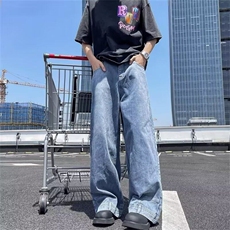 高级感反穿主义倒装牛仔裤男款vibe痞帅宽松百搭微喇裤子NBK33，男装牛仔裤，星座1116A-1（原606A）