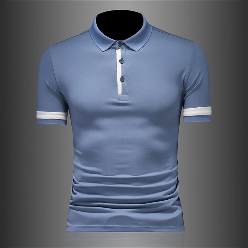 2025夏季新款织带设计短袖T恤翻领Polo衫-F9461-P53，男装T恤，电商D342