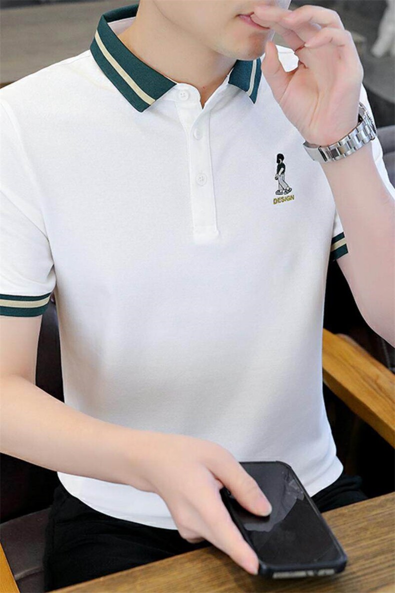 83067-P35夏季休闲翻领短袖T恤男男士短袖商务T恤欧洲站polo衫,男装T恤,电商D310B-1