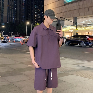 新款休闲短袖短裤套装图片