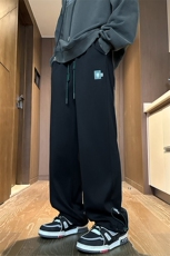 2024春季新款内景大码港风菠萝格直筒卫裤M-5XHK24049-特P35，男装休闲裤，电商A022