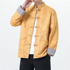 男士外套麂皮绒印花夹克盘扣立领唐装风XZ1512-2507-P85，男装夹克，星座1512