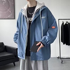 青少年假两件外套男秋冬季痞帅潮牌学生宽松大码工装冲锋夹克衣服，男装夹克，星座1210-1