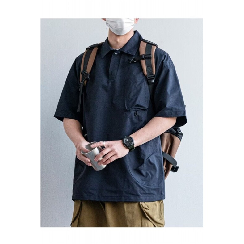 港风男士短袖T恤翻领夏季双口袋男潮短袖POLO衫CS0351-P40,男装衬衫,星座308B-1