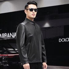 XC2105新款2021真皮机车头层牛皮修身皮夹克男士外套皮衣翻领P450图片