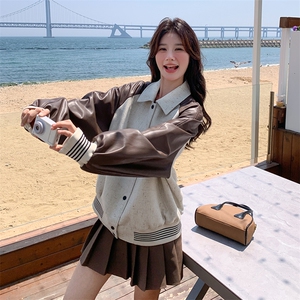 【现货】韩版拼接夹克外套棒球服088-9909 p135k188图片