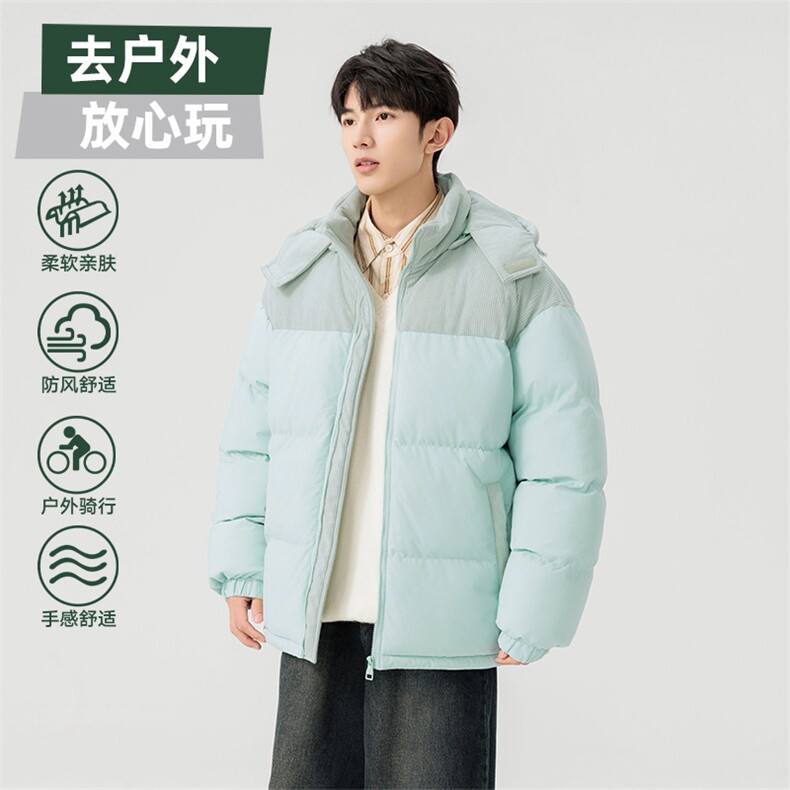 棉服撞色拼接灯芯绒外套男生冬季棉衣情侣装棉袄子M810-P85图片
