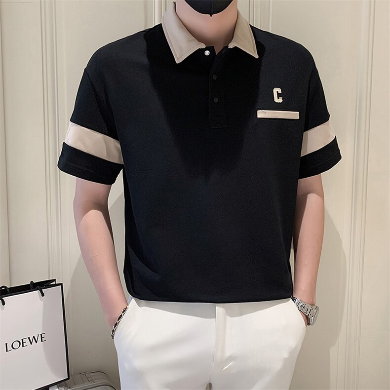 23男士翻领T恤B226-0009-p5570%%聚酯纤维5%氨纶,男装T恤,电商A210