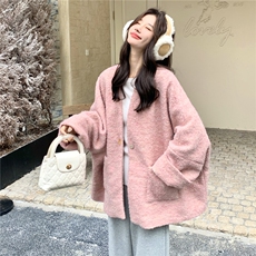 新款出货中粉色夹棉毛呢外套含羊毛2C272-C71-P230K348，女装短外套，2C272
