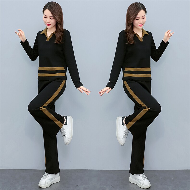 韩版时尚气质休闲套装女秋季新款长袖显瘦两件套运动服,女装套装/套裙,妙形