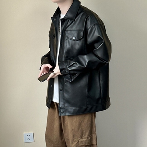 现货 春装皮衣外套男时尚机车服休闲皮夹克-A607 -P90 加绒-P100图片