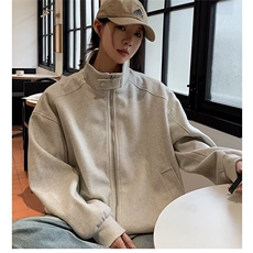 美式复古立领夹克女秋冬潮牌设计感情侣外套休闲运动开衫卫衣，男装夹克，星座506A