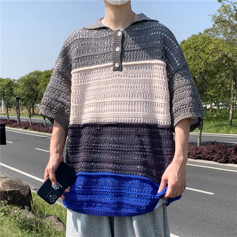 短袖男简约百搭休闲打底五分袖POLO镂空P38,男装Polo衫,星座1116-2