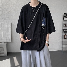 T10121-特批30控58百搭小熊吊坠冰丝短袖T恤夏季新款高品质大码，男装T恤，电商A059