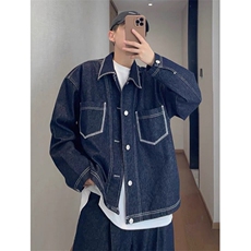 春秋季复古宽松明线牛仔夹克外套男女款ins潮牌工装上衣J47，男装夹克，星座1116A（原606A-3）