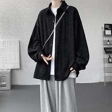 8XL-M人字纹小香风衬衫男生春秋衬衣宽松慵懒垂感外套CS29008P45，男装衬衫，电商B312