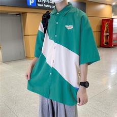夏季短袖刺绣冰丝拼接衬衫C4028P30，男装衬衫，星座1116-2