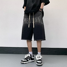 短裤男士夏季薄款潮流卡其色五分中裤宽松直筒裤子外穿运动裤，男装牛仔裤，星座716-2